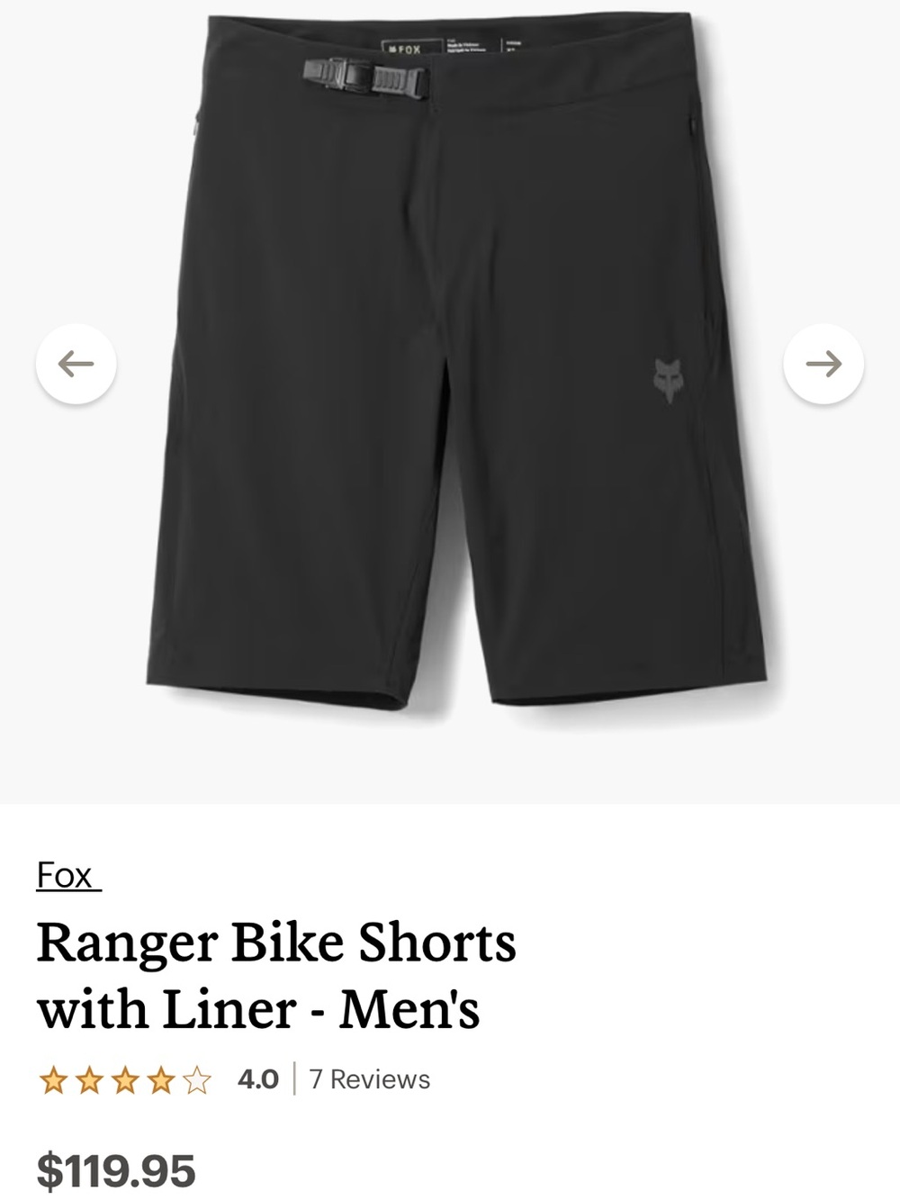 Fox Ranger Black MTB Shorts with Waist Buckle and removable liner